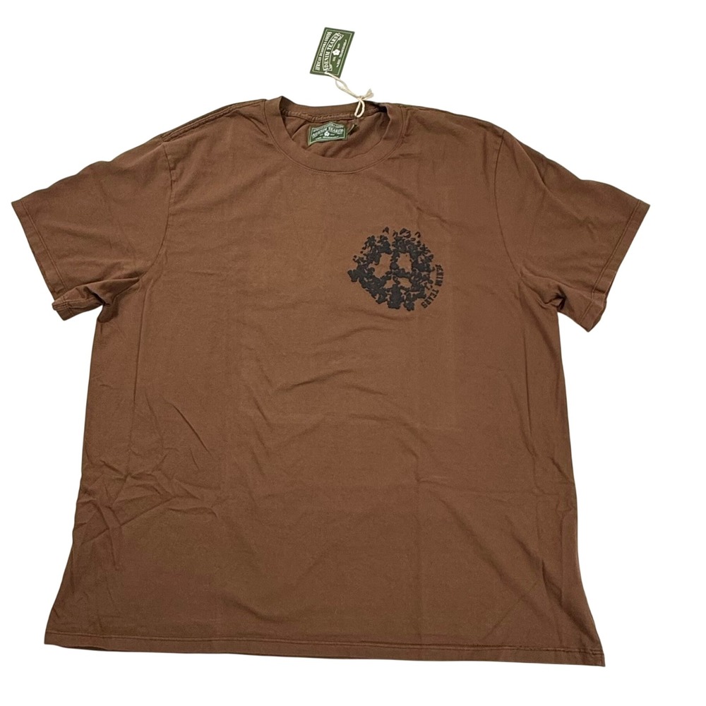 Denim Tears Brown Peace Sign Puff Print Graphic T-Shirt Mens XXL New With Tags